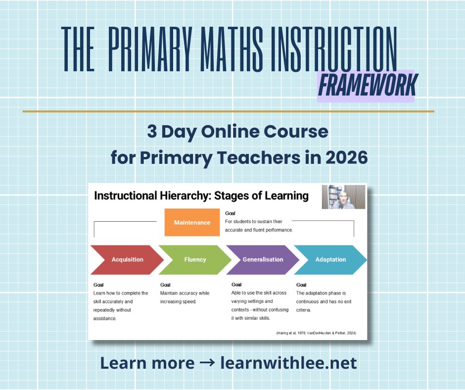 learnwithmrlee's tweet image. THE PRIMARY MATHS INSTRUCTION FRAMEWORK
Great maths teaching comes from knowing what students need &amp;amp; choosing the right move at the right time. This course shows you how to do that with confidence.
Use the code EARLYBIRD for 5% off 🐦
Register 👇
events.humanitix.com/the-primary-ma…