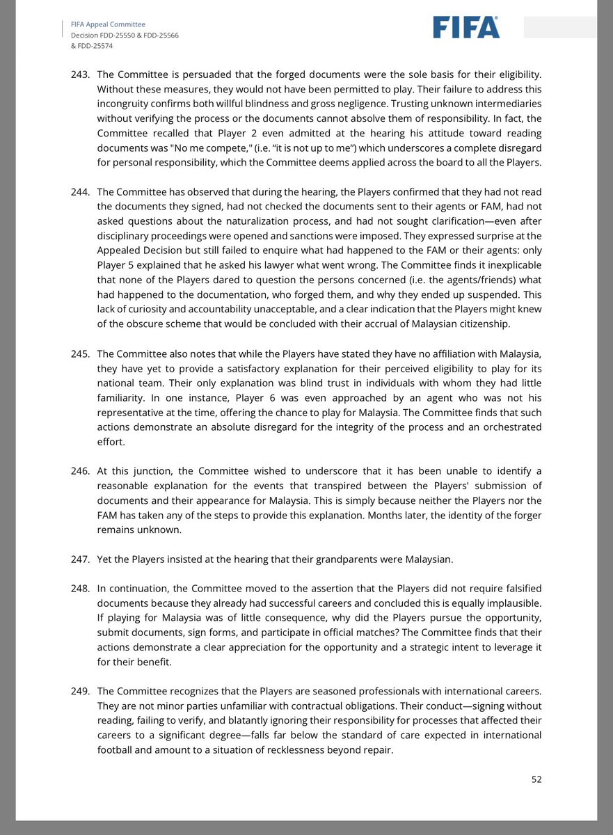 avineshW90's tweet photo. Here are some of the salient points addressed by the FIFA Appeal Committee based on the arguments made by the Football Association of Malaysia (FAM) and the players. 

They were laid bare. That is one way to put it. Now it is FAM’s court to go to CAS. https://t.co/BjXs2Sazc5