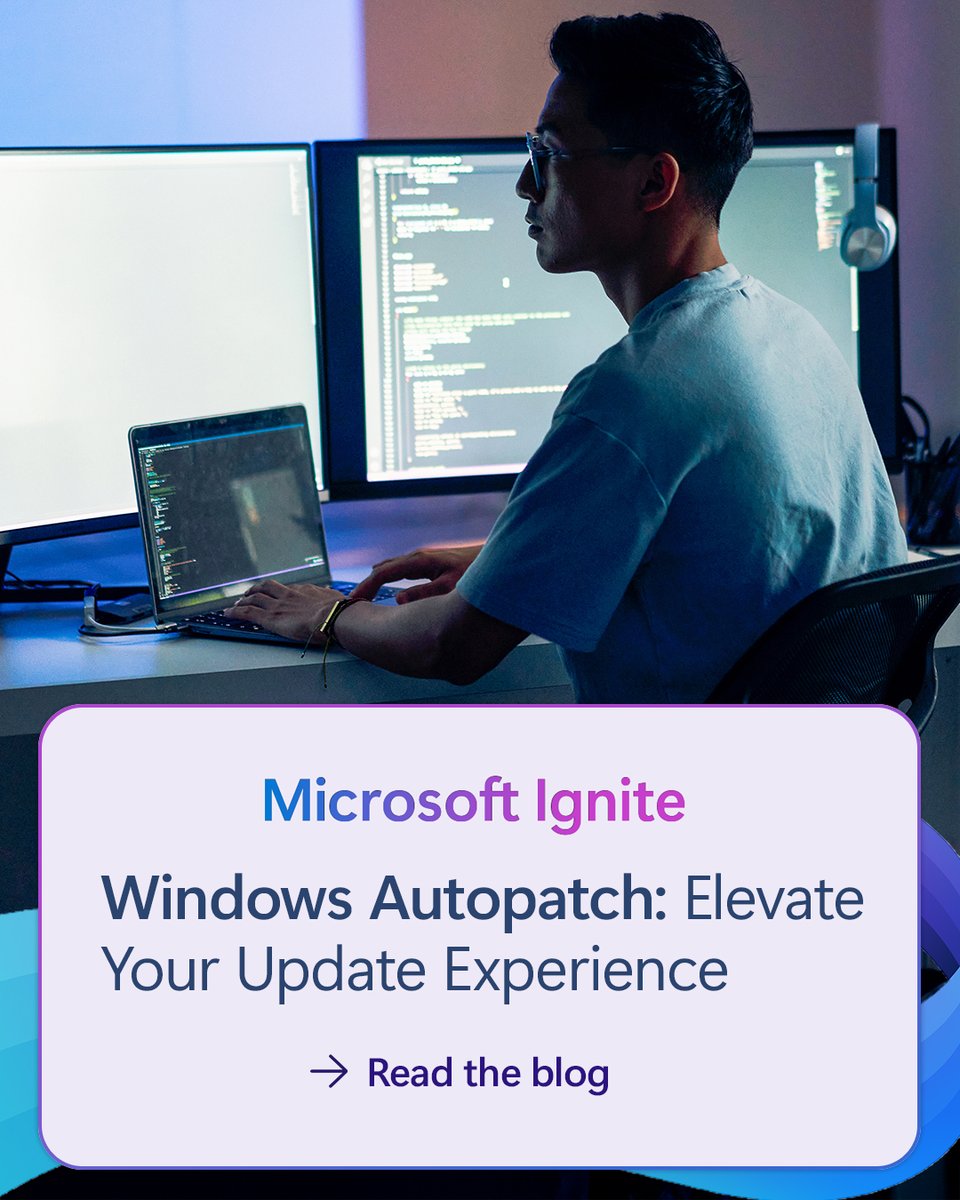 MSIntune's tweet image. PSA: Windows Autopatch enhances your update experience with: 

✅ Better reporting
✅ Deeper insights
✅ More automation
✅ Quick machine recovery

Learn how Autopatch helps your organization remain secure, compliant, and productive: msft.it/6014tr1L6

#MSIgnite