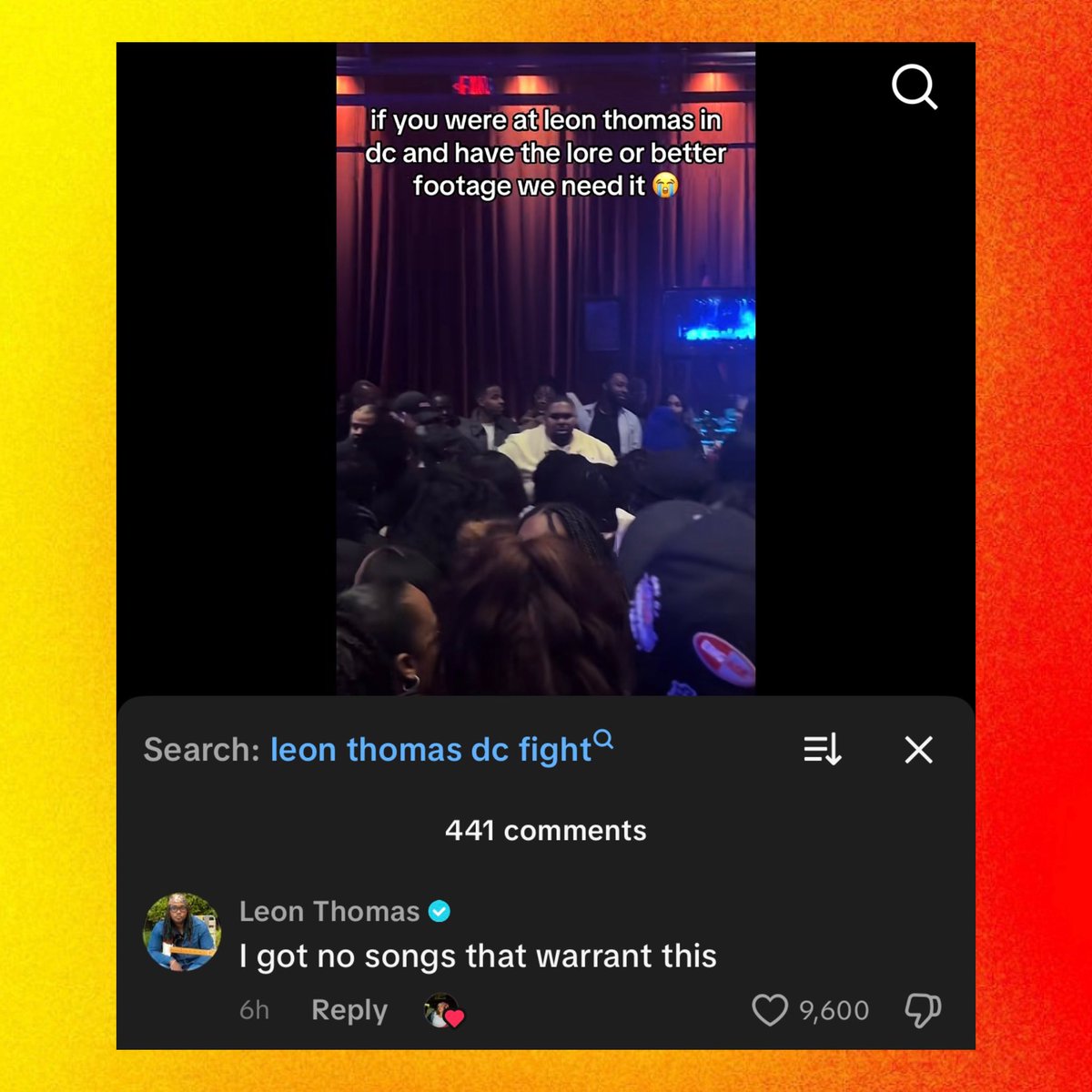 PopCrave's tweet image. Leon Thomas reacts to fans fighting at his show:

“I got no songs that warrant this”