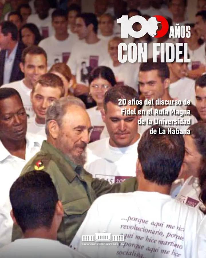 En el Día Internacional del Estudiante honramos la valentia de los estudiantes checoslovacos contra el facismo en 1939 y celebramos en #Cuba el Aniversario 20 del histórico discurso de #Fidel en el Aula Magna. La juventud: continuidad de la Revolución Cubana. #100AñosConFidel