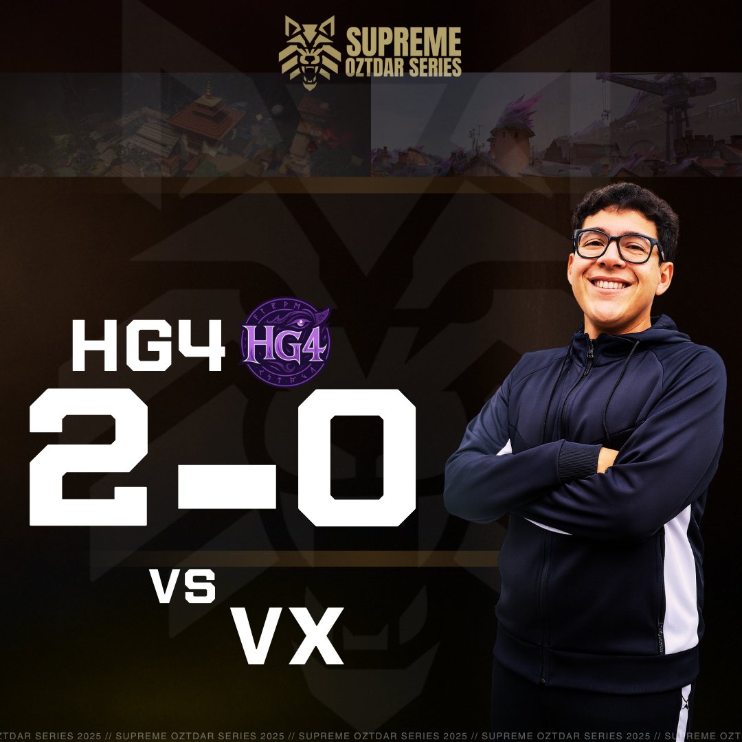 HG4 ⚔️ se impone con un 2️⃣–0️⃣ ante VX 
Un triunfo contundente que vino de menos a más  en la #SupremeOztdarSeries 💥

#OZTDAResports #SupremeOztdarSeries #ValorantLATAM #LATAMNorte #EsportsLATAM