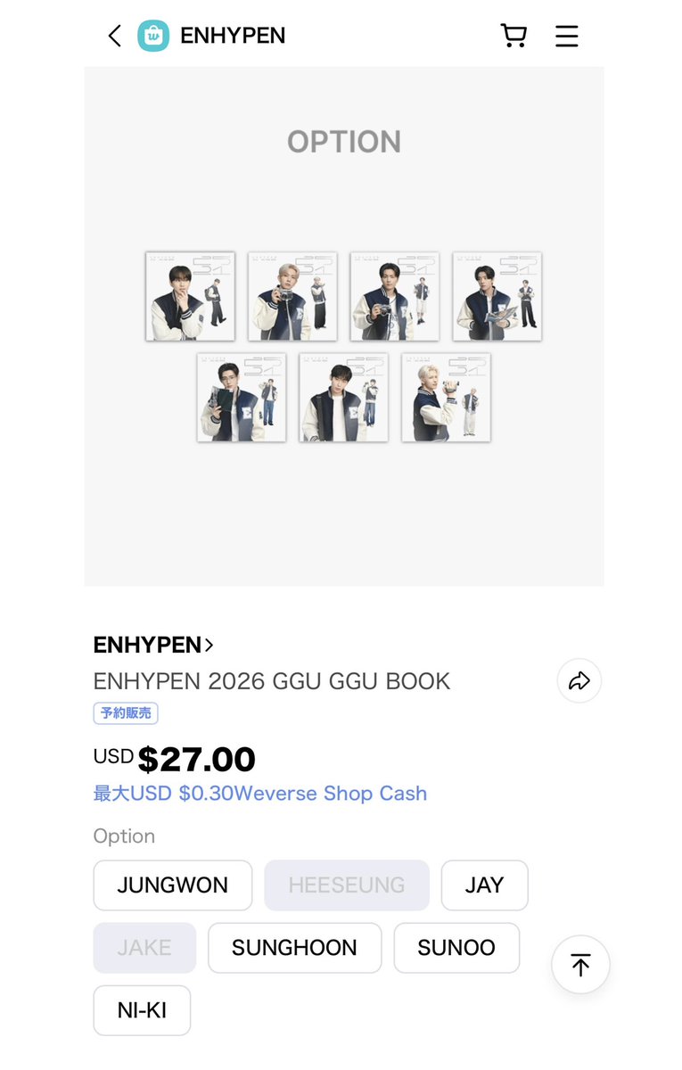 Charlot02655183's tweet image. 【SOLD OUT】 JAKE’s ENHYPEN 2026 GGU GGU BOOK is currently sold out on Weverse Online shop (USA 🇺🇸)

#JAKE #ENHYPEN_JAKE #제이크 #엔하이픈_제이크 #ジェイク #엔하이픈2026시즌그리팅 #엔하이픈2026꾸꾸북