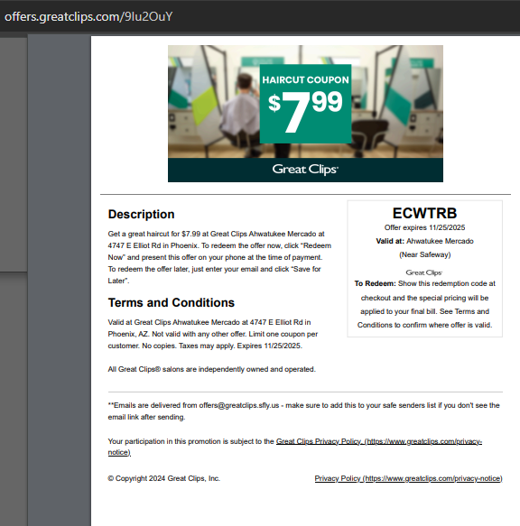 greatclips25's tweet photo. $7.99 Great Clips Coupon 18th November 2025 Printable Get Maximum Discount On Minimum Haircuts. Great Clips Online Check-in Near Me Coupons Working In November 2025
https://t.co/fTR50KXL0Q
#GreatClipsCoupons #Mercado https://t.co/fDsJ1Y1GhF