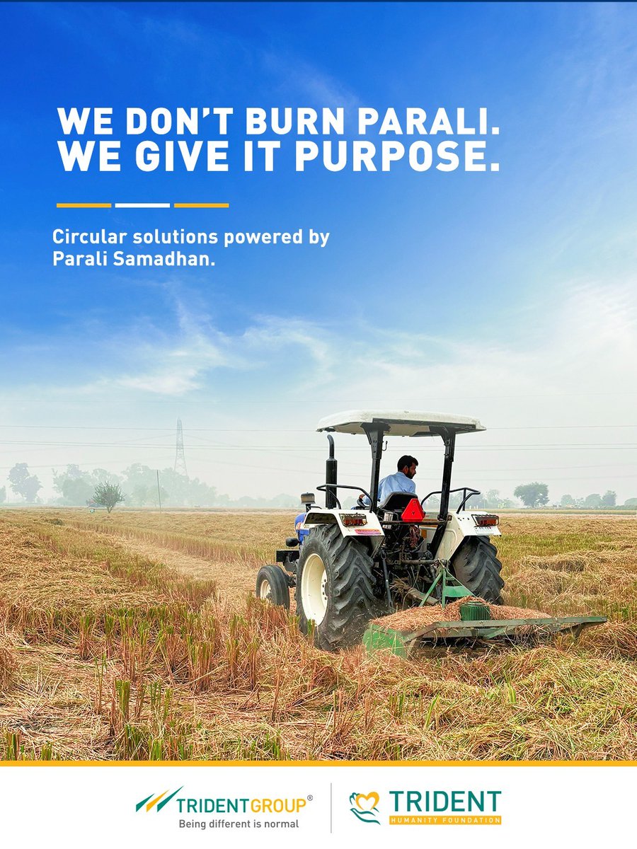 At Trident, responsibility drives us.
Through #ParaliSamadhan, we turn crop residue into value—preventing stubble burning and fostering a circular economy for communities and the planet.

#TridentGroup #SustainableIndia #ZeroParaliBurning