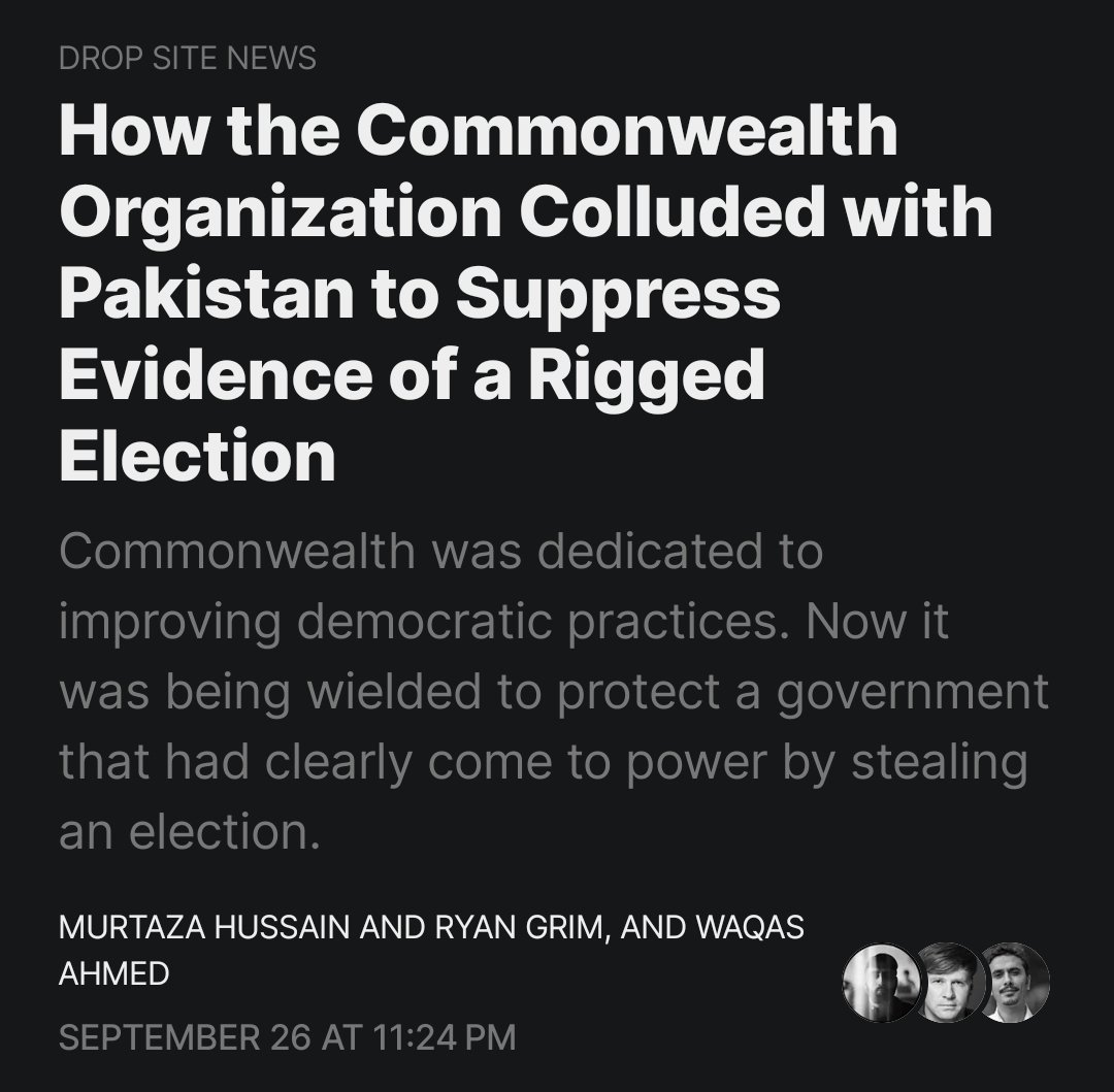 PTIofficial's tweet image. The #Commonwealth&apos;s reported collusion with Pakistan&apos;s military regime has culminated in the 27th Constitutional Amendment that grants a military dictator lifelong immunity, total control over the judiciary, and unregulated, unlimited power. 

What gave @PScotlandKC and…