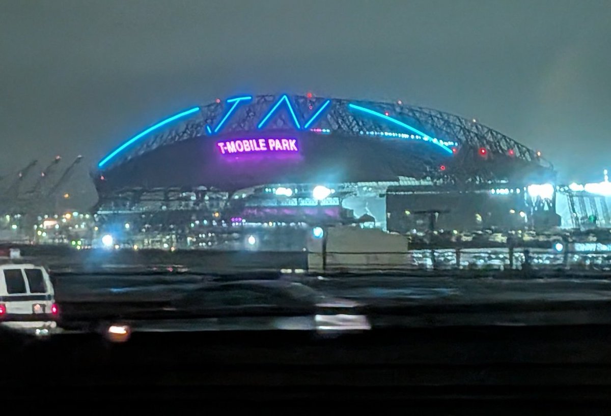 TalkinBaseball_'s tweet photo. T-Mobile Park is lit up with Josh Naylor's initials tonight after the Mariners officially announced they've resigned him to a five-year deal

(h/t @John_B_Edwards) https://t.co/9AKAzDSnZC
