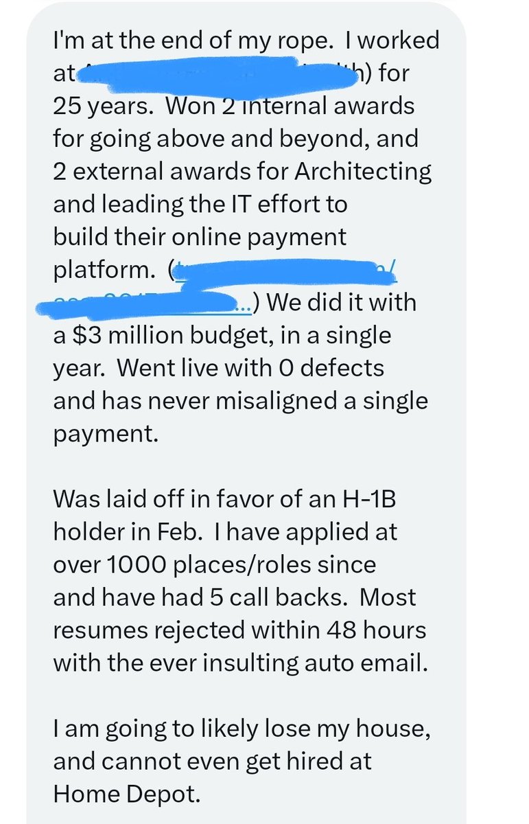 honestpollster's tweet image. It&apos;s wild how many disaffected Trump supporter responses are people pushed out by H-1B...

Not sure how the republican party ever wins again without addressing this corporatist abuse.

Can someone from @TeamTrump please reach out so we can help this despairing patriot?