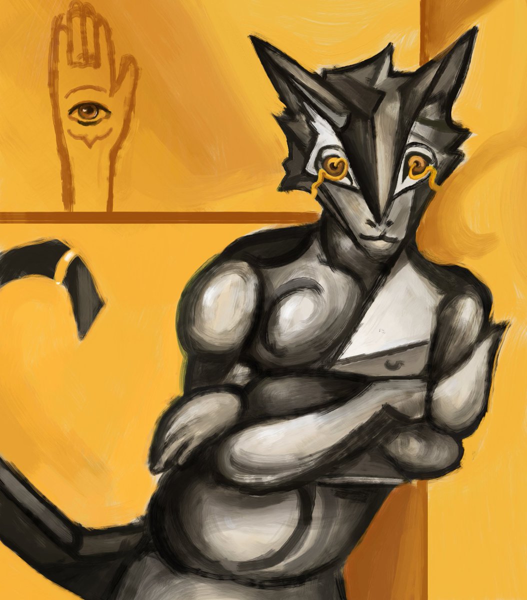 Black, white, and yellow 

(The Sergal)