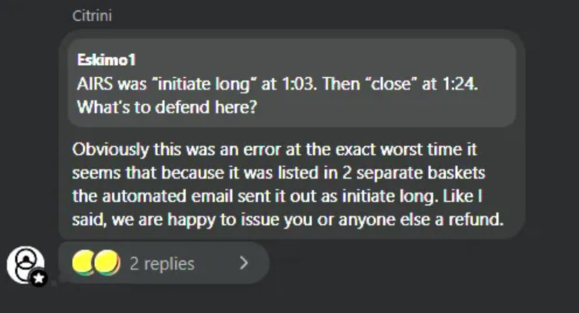 Going2Disappear's tweet image. Excuse me @Citrini7 - did you execute any sell orders in this 21min window where you told subs to initiate longs in $AIRS and then posted that you closed out the position? No wonder you’re offering refunds #ExitLiquidity