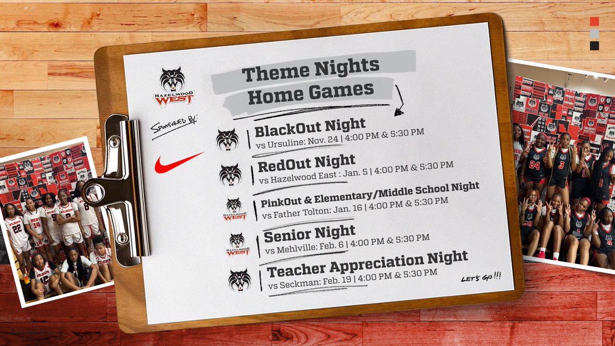 HWWildCatsWBB's tweet image. 🌟🏀 Hazelwood West Girl&apos;s Basketball invites you to our special Theme Nights at home games! Don’t miss the thrilling atmosphere and support the team in style! 🎈 #WildcatPride #ThemeNights