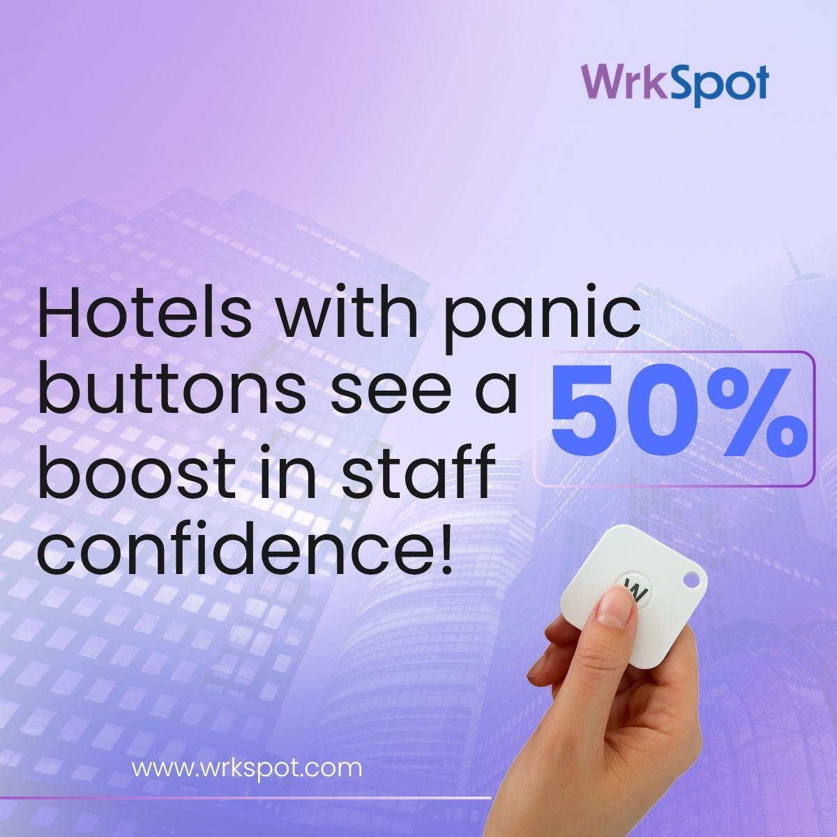 One button. Big impact. 🛎️ 

Panic buttons raise staff confidence by 50%! 
hashtag#SafeWorkplace hashtag#HotelStaff