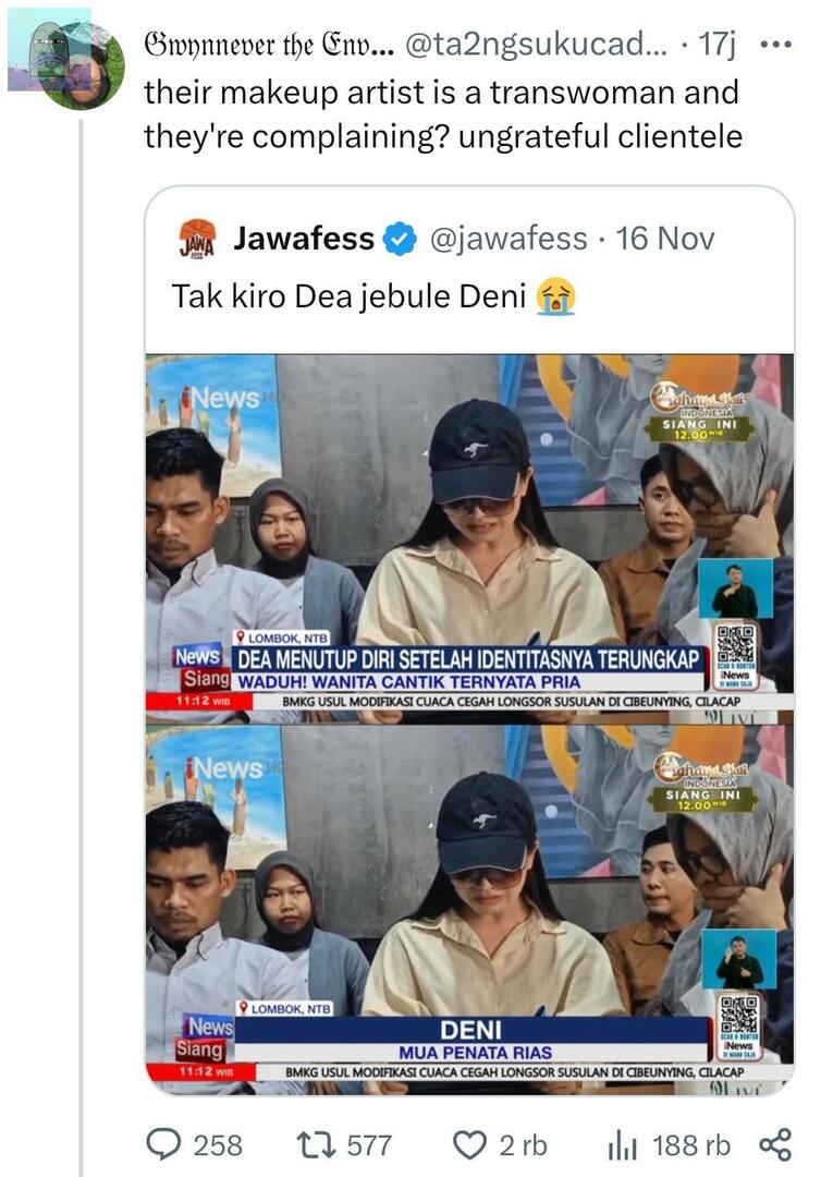 tanyakanrl's tweet image. tw 🌈 
💚 emang salah guys? kalo ada make up artis adalah seorang transpuan? 🙄