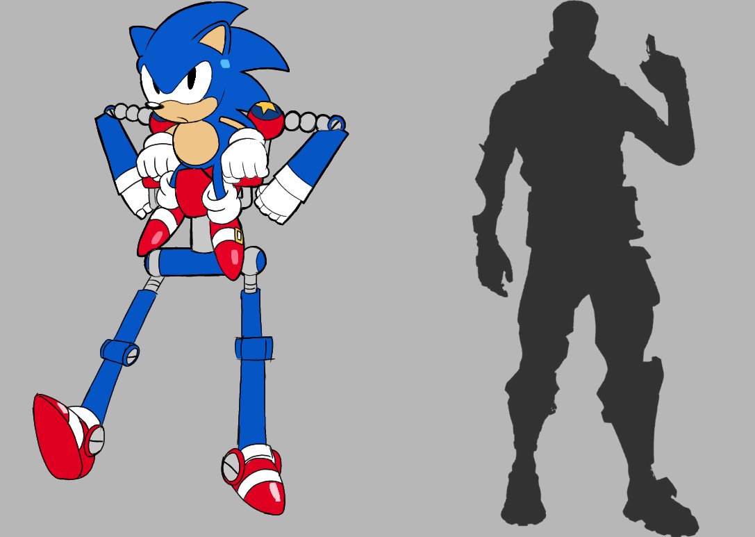 True_Blu22's tweet image. Really late but here&apos;s my take on a Sonic mech skin (specifically classic) #SonicTheHedgehog #Fortnite #SonicSkinsForFortnite