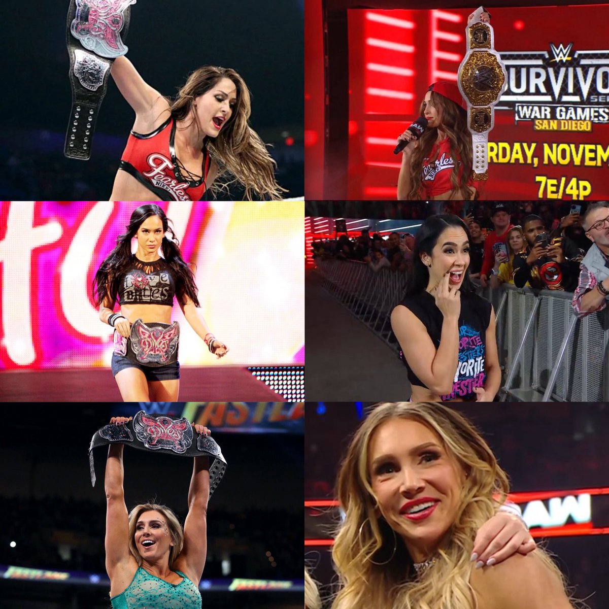 FlairFantasy's tweet image. For the first time ever, all three of the final Divas Champions appeared on the same show tonight. 🥹

#WWERaw