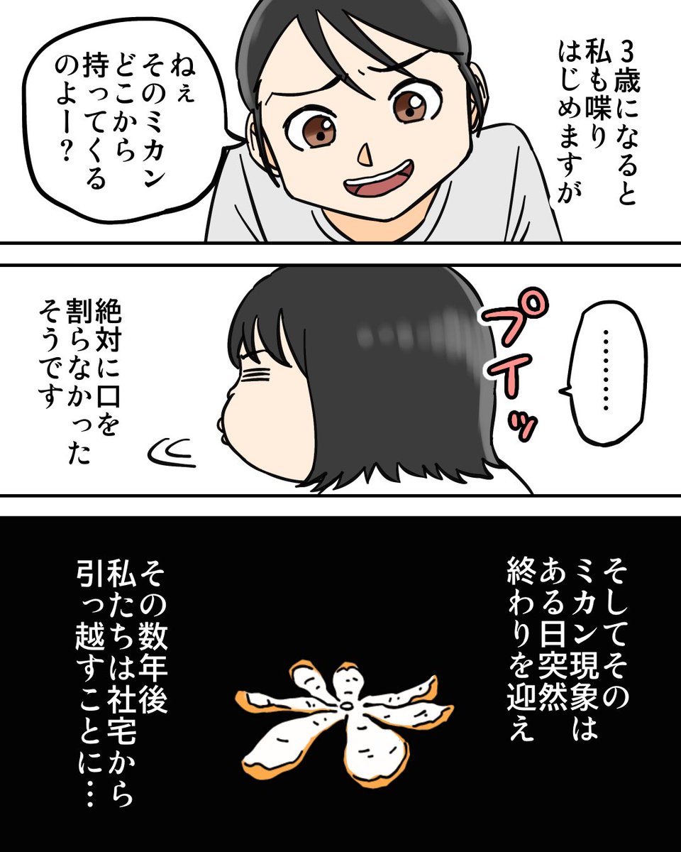 無限に湧いてくる謎のミカン(フォロワーさんの不思議な体験談)2/4 