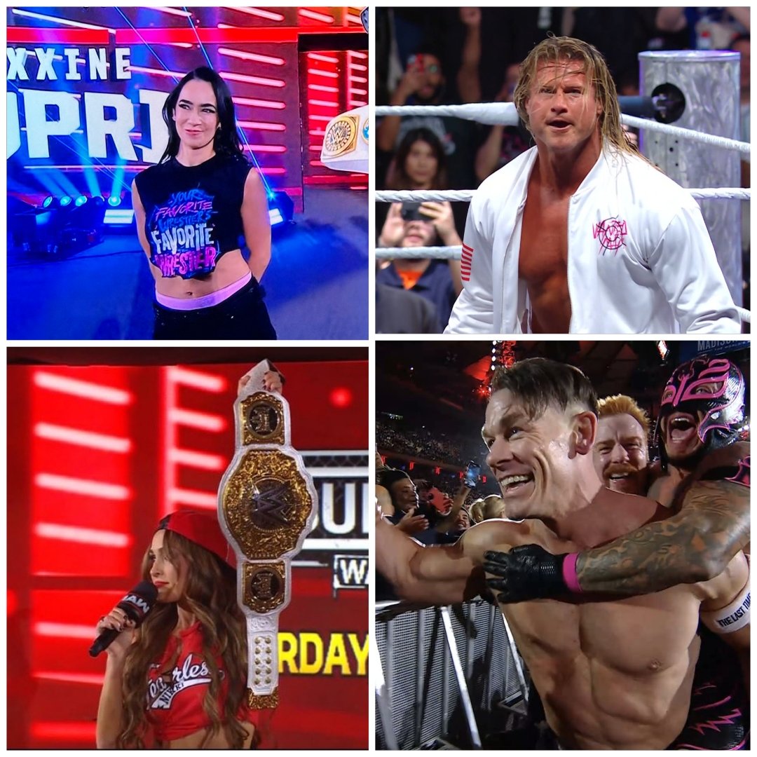 left2reigns's tweet image. Man it genuinely felt like it was 2014 again…

John Cena, Nikki Bella, AJ Lee, Sheamus, Rey Mysterio, Dolph Ziggler all on my TV screen 🥹

#WWERaw