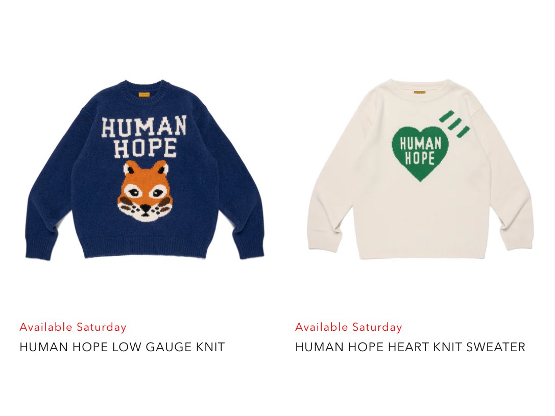 新品・正規品】HUMAN HOPE HEART KNIT SWEATER L HUMAN HOPE HEART