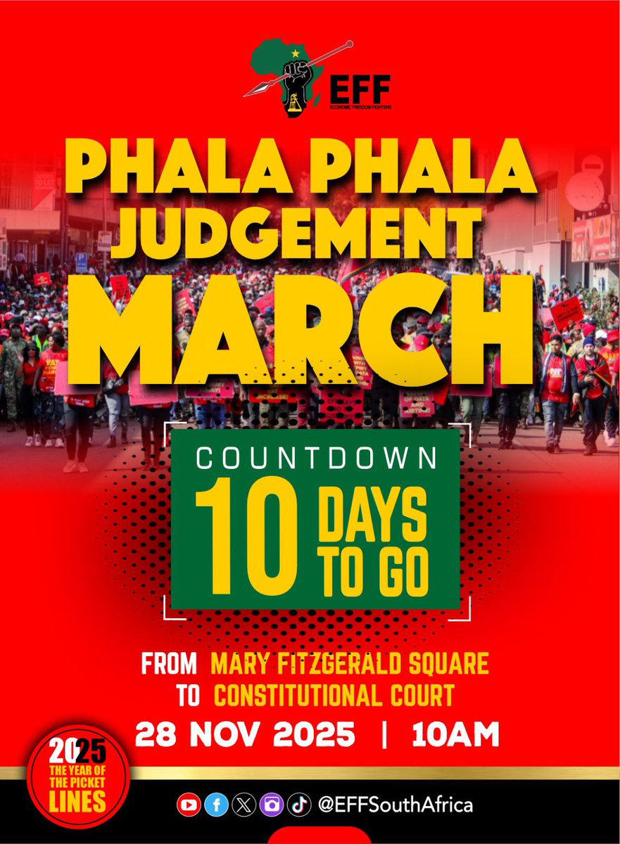🚨10 Days To Go🚨

Join Us As We Demand Accountability and the Release of the Phala Phala Judgment on the 28th of November 2025.

The people of South Africa deserve transparency, truth, and justice. The time for accountability is now.

#ReleasePhalaPhalaJudgement