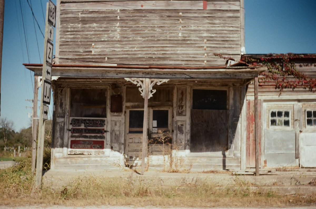 An abandoned general store in Emden, Missouri, taken on 35mm film with my 1941 Argus C2