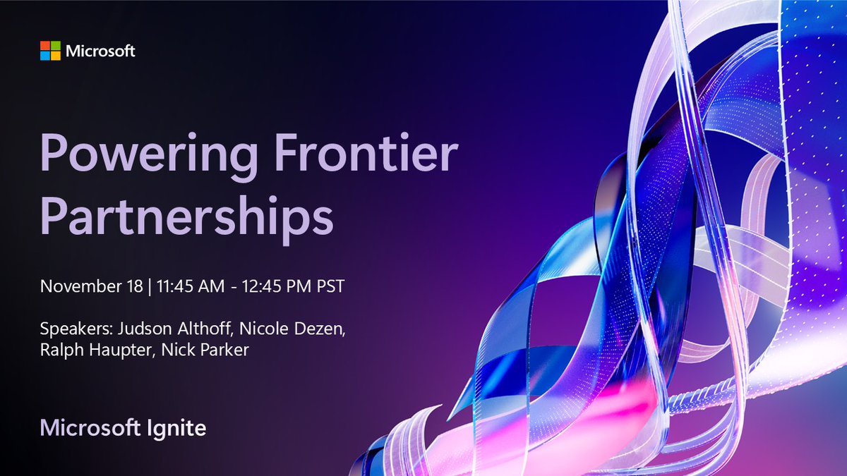 msPartner's tweet image. 📣 Be sure to tune into the #MSIgnite Day 1 Partner Keynote in less than an hour!

📺 Follow along as Microsoft leaders share what’s next for partners—AI innovation, strategic investments, and standout success stories msft.it/6012tR3vg