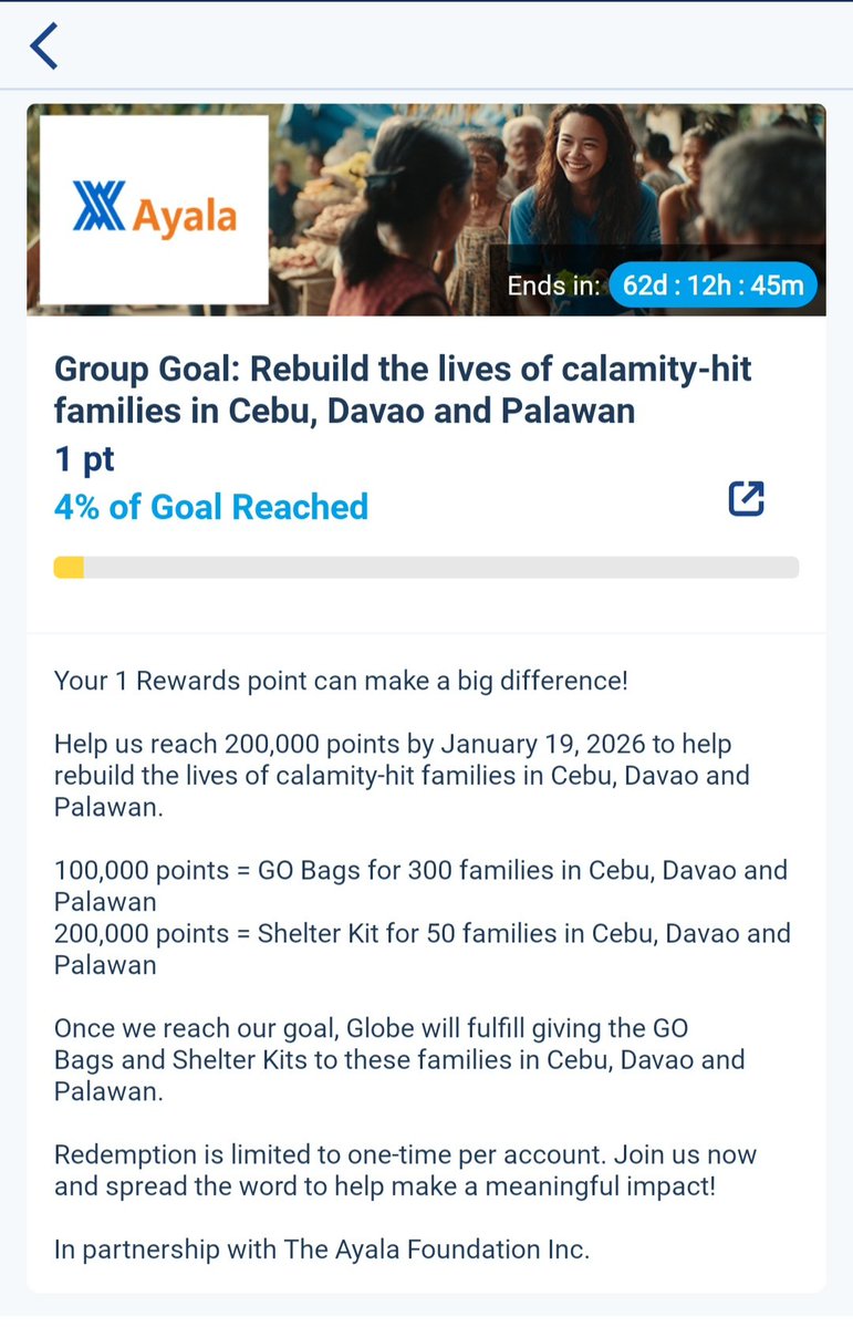 vinbristol's tweet image. Hi,

If you&apos;re a Globe Telecom user and have a Globe One App, you can help Cebu, Palawan &amp;amp; Davao by redeeming your points. #GlobeOneApp #globeph
#Philippines
