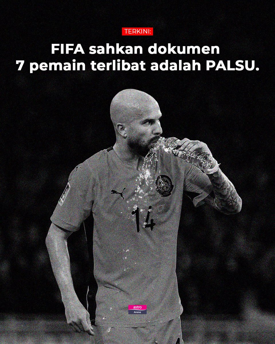 ASTROARENA's tweet photo. 🚨 FIFA mengesahkan dokumen yang dikemukakan bagi menyokong kelayakan 7 pemain terbabit adalah palsu.

Selepas mendapatkan rekod lahir asal, FIFA mendapati dokumen tersebut ‘𝗻𝗼𝘁 𝗮𝘂𝘁𝗵𝗲𝗻𝘁𝗶𝗰’ &amp; wujud perbezaan besar. https://t.co/seonP2L2QF