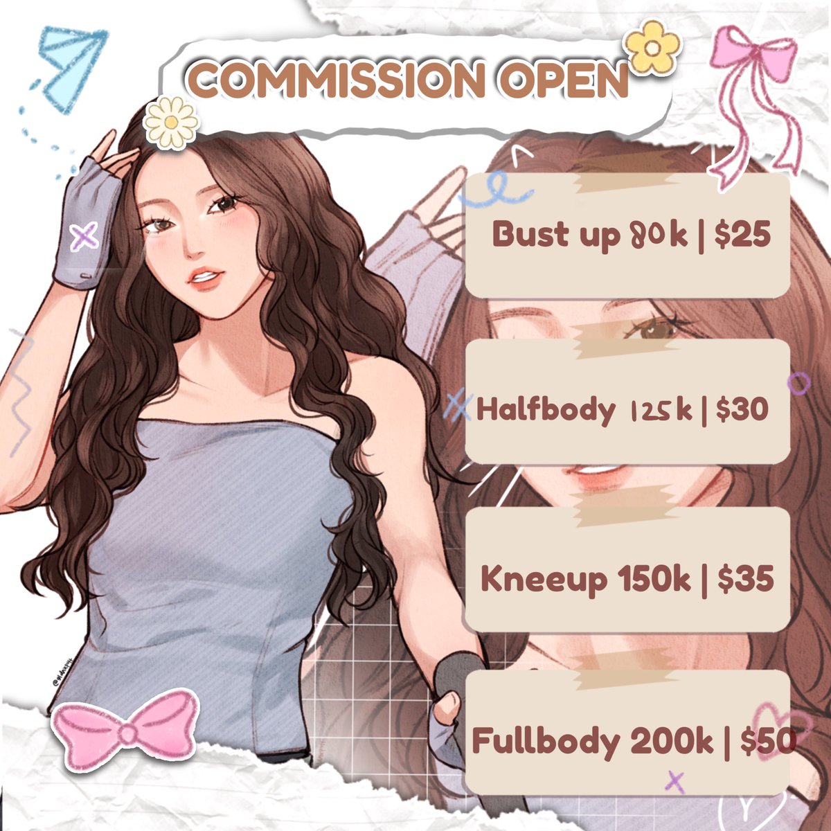 Gldnxpuff's tweet photo. ✨COMMISSION ARE OPEN🎉
I’m also on vgen! https://t.co/tGbbFAjhUi please check it out<3

manhwa style commission open! 

Feel free to ask, just dm me📬
📩more sample on insta: @pu_ffymii0
#commission #commissionsheet #commission_art
#VGenComm https://t.co/F4B2r83pGS