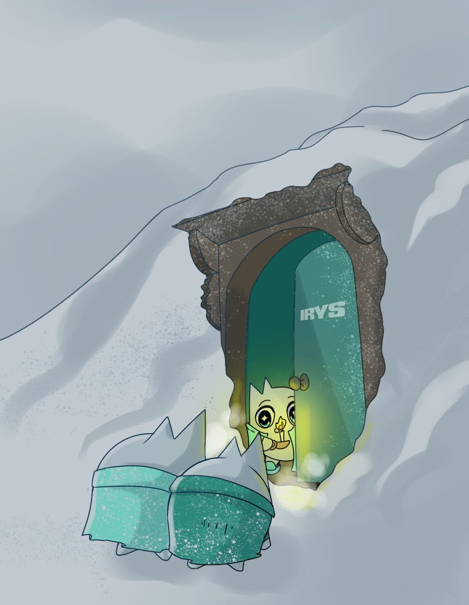0xGetsu_'s tweet image. It&apos;s cold and uncertain in the &quot;data winter&quot; of the impermanent web. But a warm light is on at the @irys_xyz vault, where one Sprite welcomes the others into a safe and everlasting home.

#IRYS #Permanentdata