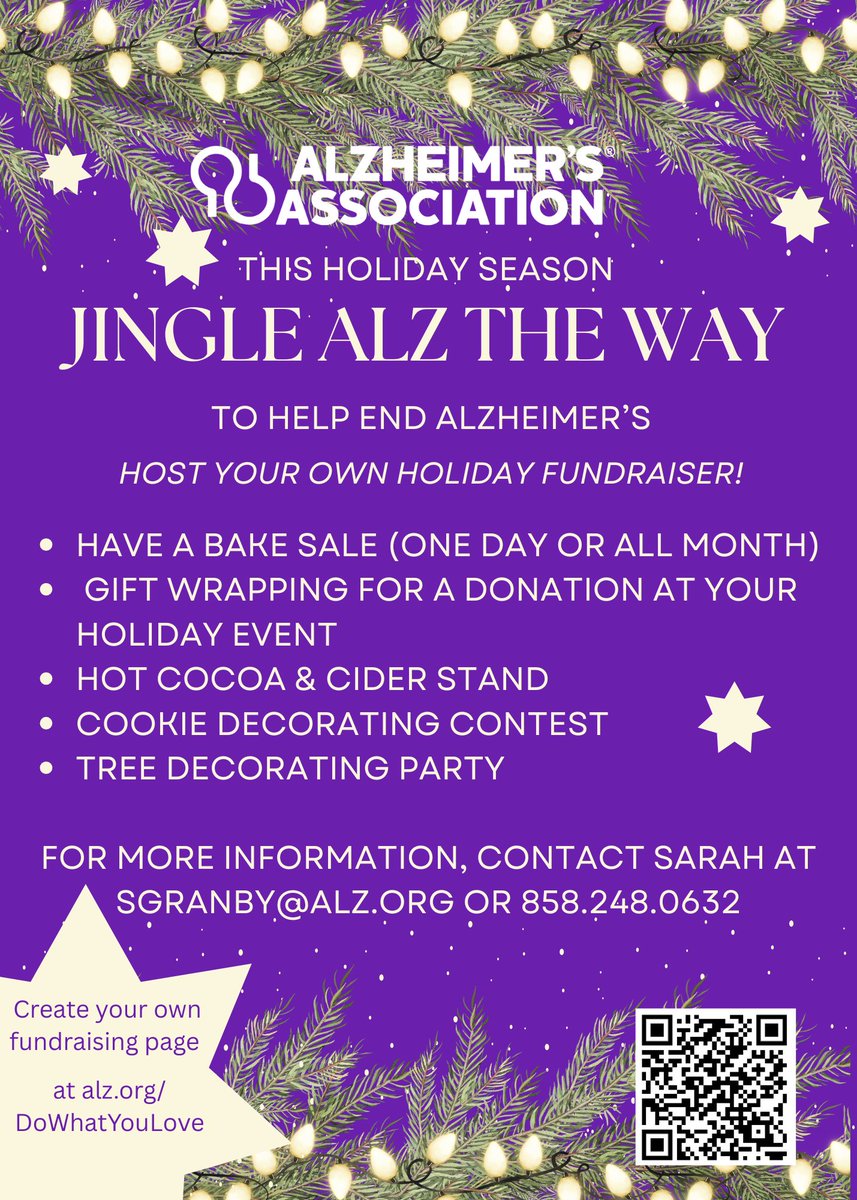 Looking for a way to give back this holiday season? Add a fundraising moment to any gathering or activity to support the Alzheimer’s Association.

A little effort can make a big impact for families facing Alzheimer’s. Visit alz.org/DoWhatYouLove to create your own campaign!