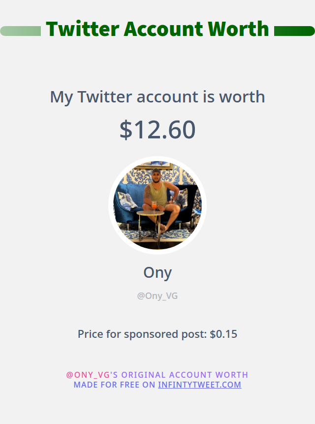 My Twitter worth is: $12.60

➡️ infintytweet.me/account-worth