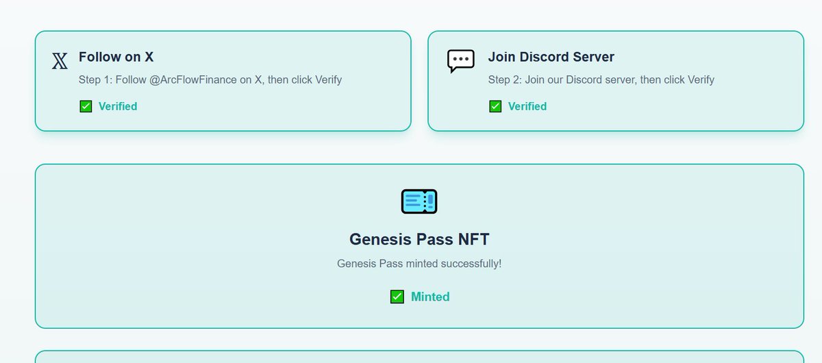 JayFitnessPro's tweet image. 1️⃣ Arc Airdrop Guide — Quick Mode

🚀 Ready for the Arc airdrop? Do this:
1️⃣ Grab your test tokens
2️⃣ Connect wallet + finish tasks
3️⃣ Mint the Genesis NFT
4️⃣ Tag @ArcFlowFinance to confirm
Boom. You’re in. 🔥
#ArcFlow #DEFI #ARC