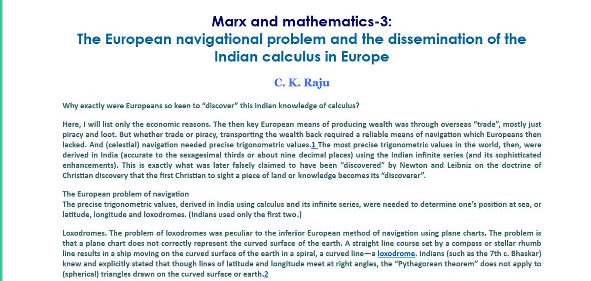 CKRaju14's tweet image. What did we achieve with infinite series? We got sin/sec values precise to 3rd sexagesimal minute (pic1) ≈8-9 decimal places (pic2).

Needed by BACKWARD Euros for their BIGGEST scientific challenge for 3 centuries from 16-18th c, to solve their navigational problem (pic3), ∵…