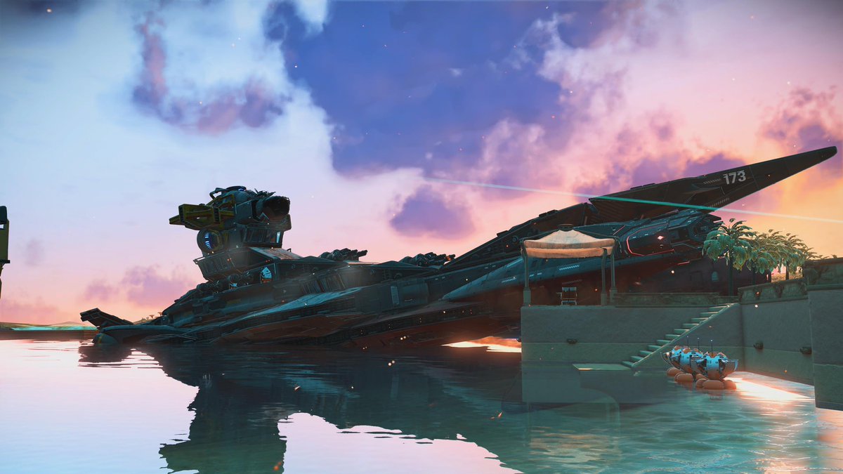 納得いかなかったので作り直しました😅
後部砲塔はきちんと後ろ向きに設置👍
#NoMansSky 
#ノーマンズスカイ