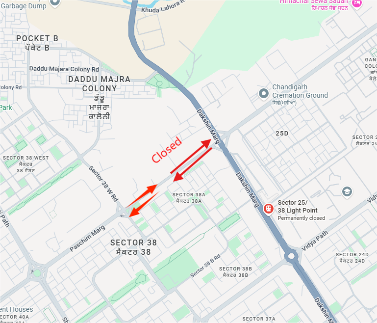 trafficchd's tweet image. #TrafficAdvisory #TrafficAlert :-
The general public is being #informed that the following road stretch is temporarily closed from 13.11.2025 to 22.11.2025 due to work of table top.
➤ Sector 25/38 light point towards Sector 38/38west