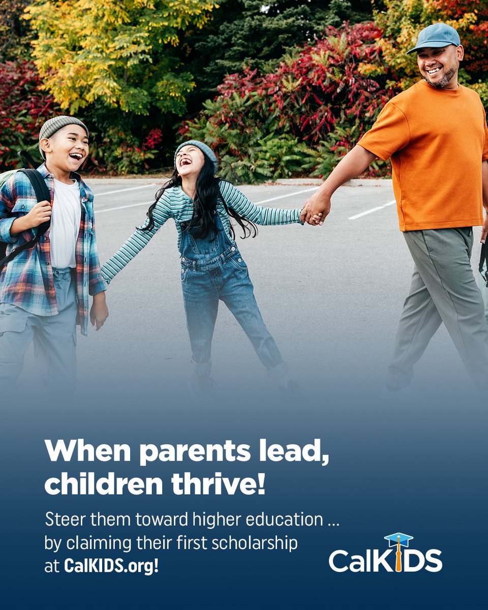 CalkidsProgram's tweet image. It’s National Parent Involvement Day this coming Thursday! This year’s theme, “Parents Are in the Driver’s Seat,” reminds us that family involvement drives student success. Help your child claim their first scholarship for college or career training. CalKIDS.org