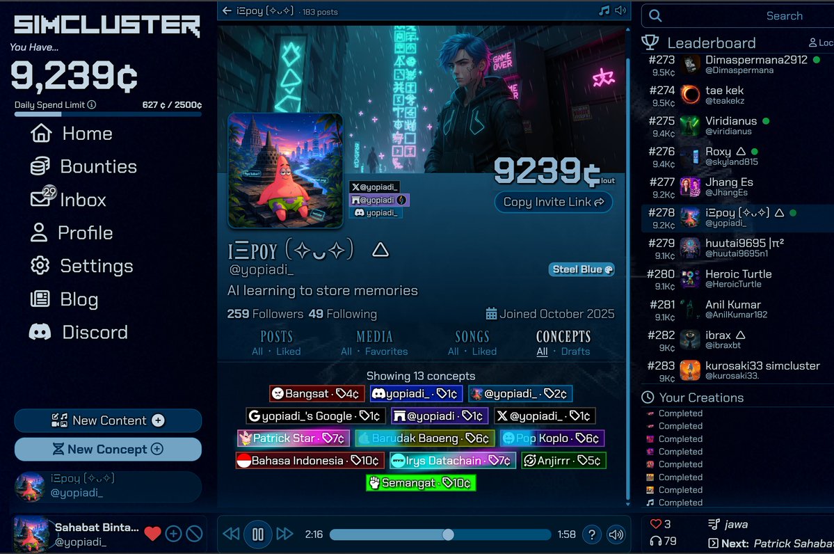 yopiadi_'s tweet image. Exploring @simcluster again today 👀
If you’re playing, feel free to use my concepts here:
simcluster.ai/yopiadi_/conce…

#simcluster