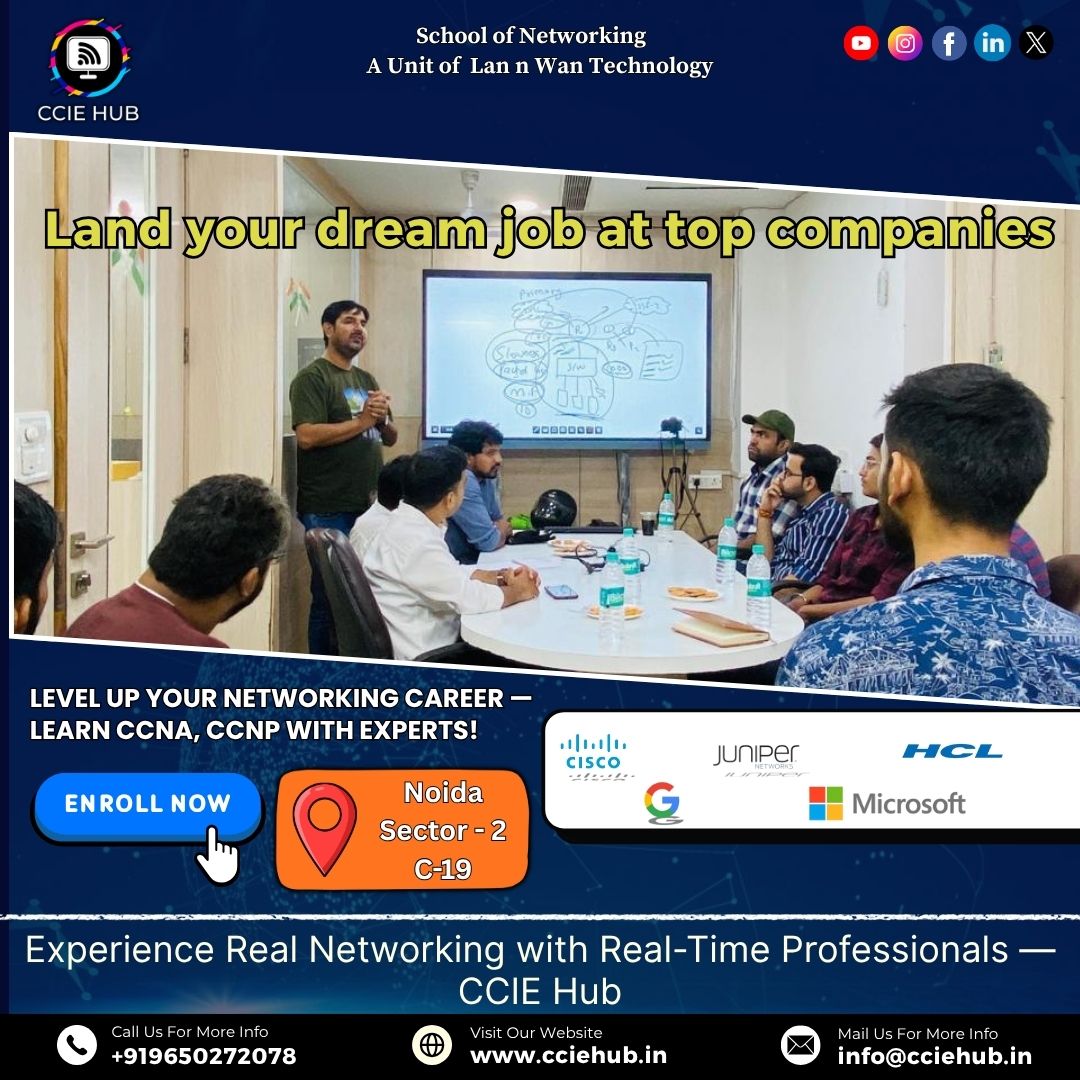 cciehub's tweet image. Kickstart your networking career with real-time professional training at CCIE Hub! 🚀

📍 Join us at Noida Sector-2, C-19 — Limited seats available!

#CCIEHub #NetworkingTraining #CCNA #CCNP #CCIE #NetworkEngineer #CiscoTraining #ITCareers #NetworkingInstitute #LearnNetworking
