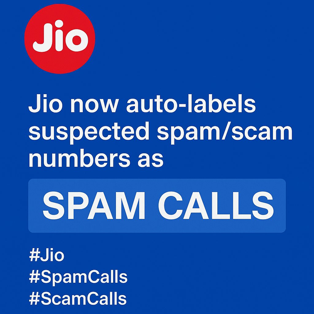 iamsandtota's tweet image. Jio has started auto-flagging suspected spam and scam numbers - that’s why you now see “Spam Calls” on incoming calls. A small but useful helpful feature.

#Jio #SpamCalls #ScamAlert #TechUpdate #IndiaTech