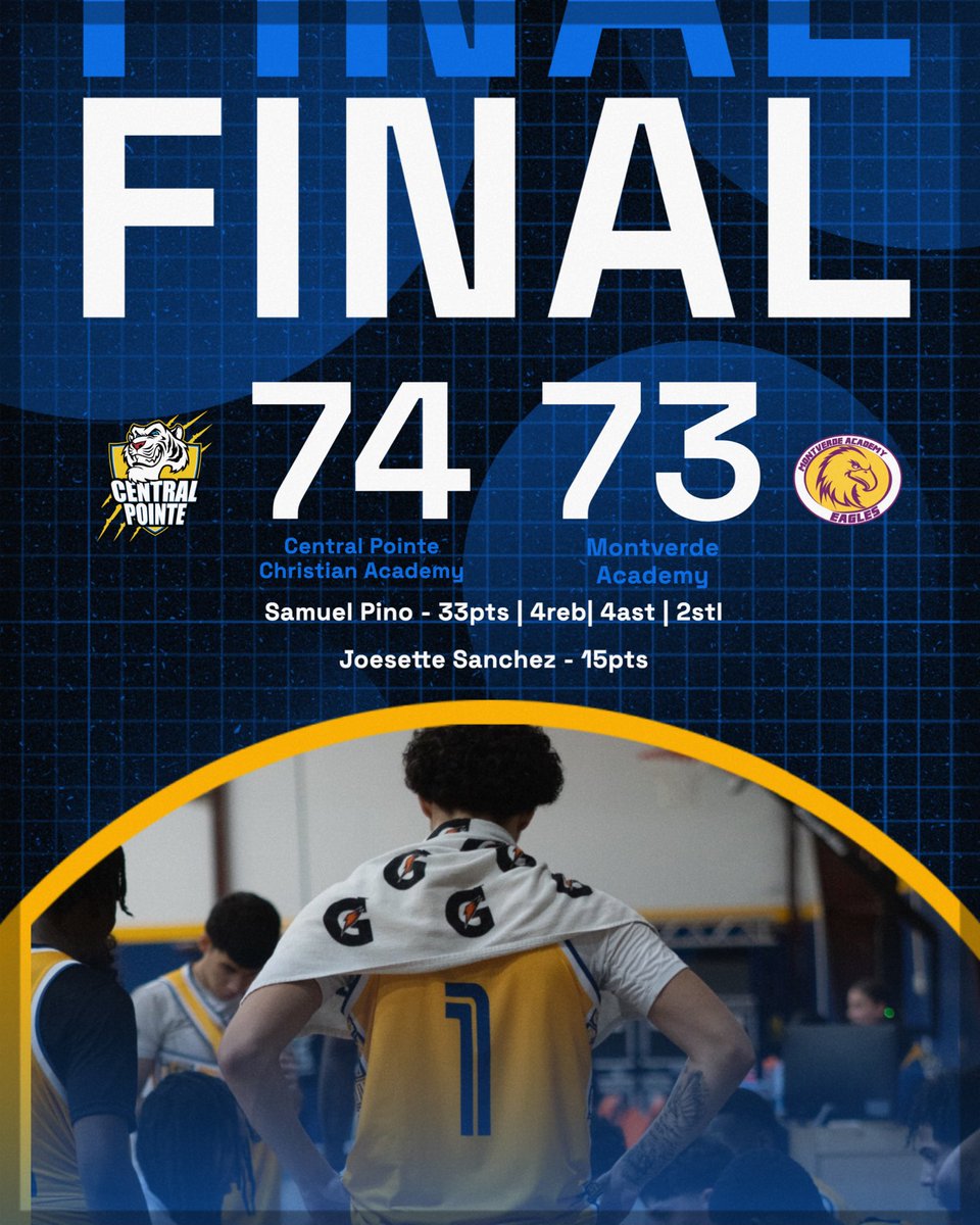 cpcambb's tweet image. 🔥 UPSET OT WIN! 🔥
Central Pointe Boys National takes down Montverde Academy, 74–73.

Samuel Pino ‘27: 33 pts, 4 reb, 4 ast, 2 stl
Josette Sanchez ‘27: 15 pts

Another big upset after beating Zephyrhills Christian Academy.
White Tigers rolling! 🐅🏀

#CentralPointeFamily