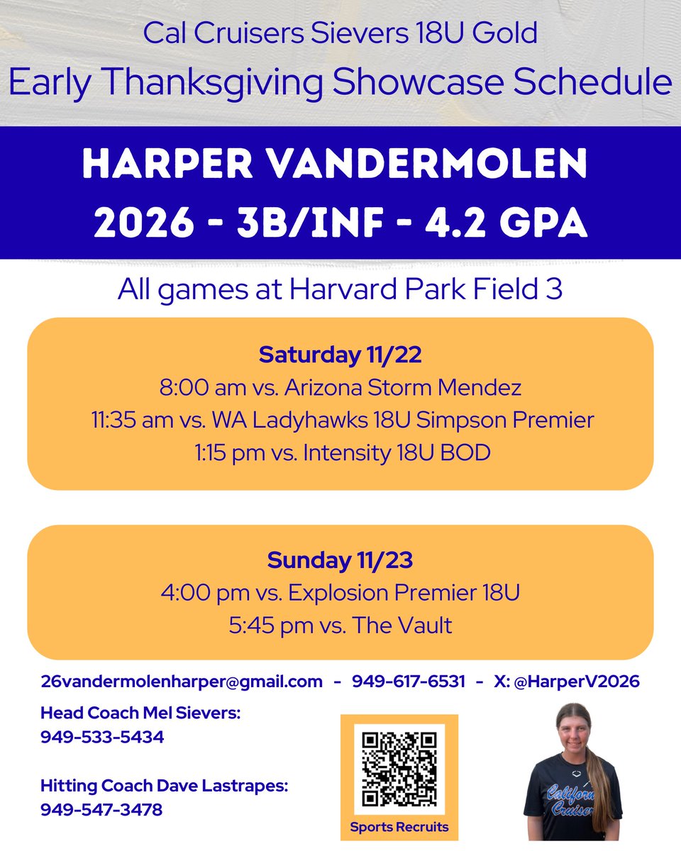 Showcase this weekend let’s go!!! Can’t wait to finish out the fall with good competition! <a href="/CalCruisers18U/">Cal Cruisers Sievers 18U Gold</a> <a href="/los_stuff/">Carlos Arias</a> <a href="/LineDsoftball/">Line Drive Media</a> <a href="/CoastRecruitsSB/">Coast Recruits 🥎</a> <a href="/SoftballHome/">Softball Home</a> <a href="/ExtraInningSB/">EXTRA INNING SOFTBALL</a> <a href="/SBRRetweets/">Softball Recruiting Reposts</a>