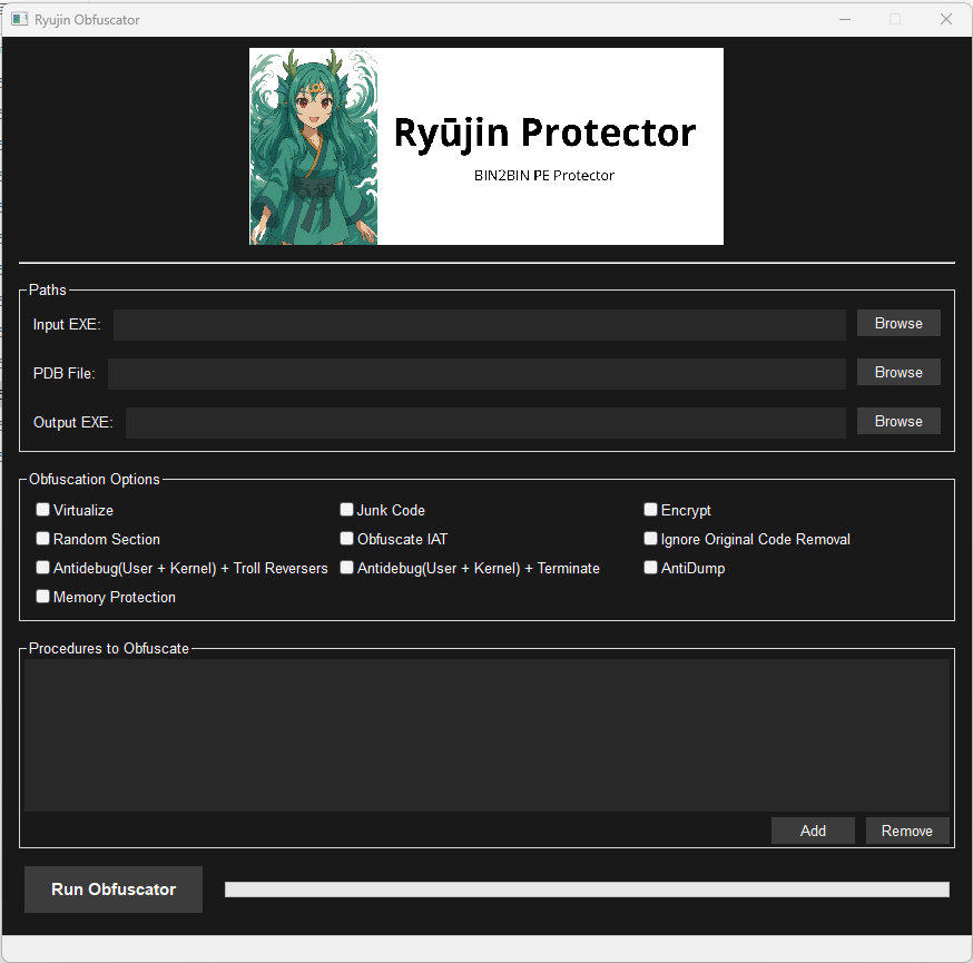 Daily_CyberSec's tweet photo. Ryūjin is a research-grade Bin2Bin protector/obfuscator with features like MiniVM (Hyper-V isolation), junk code insertion, anti-debug, and TrollReversers (BSOD).
https://t.co/R4b19WZXO5 https://t.co/SZBcmnZP0k