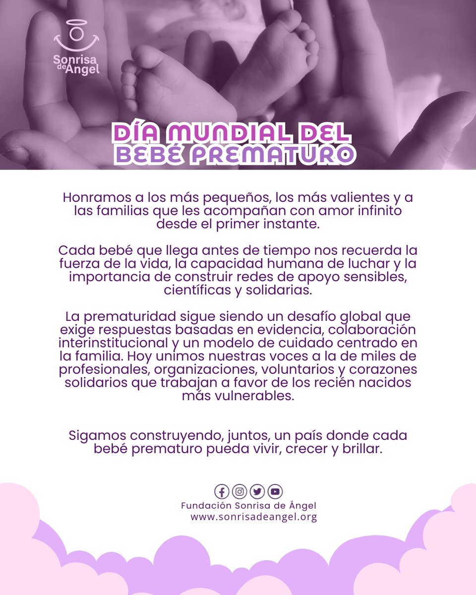 En el Día Mundial del Bebé Prematuro, honramos a los más valientes y reafirmamos nuestro compromiso con su cuidado y desarrollo.
🤍 Cada bebé prematuro merece vivir, crecer y brillar.
#DíaMundialDelBebéPrematuro #Prematuridad #SonrisaDeÁngel