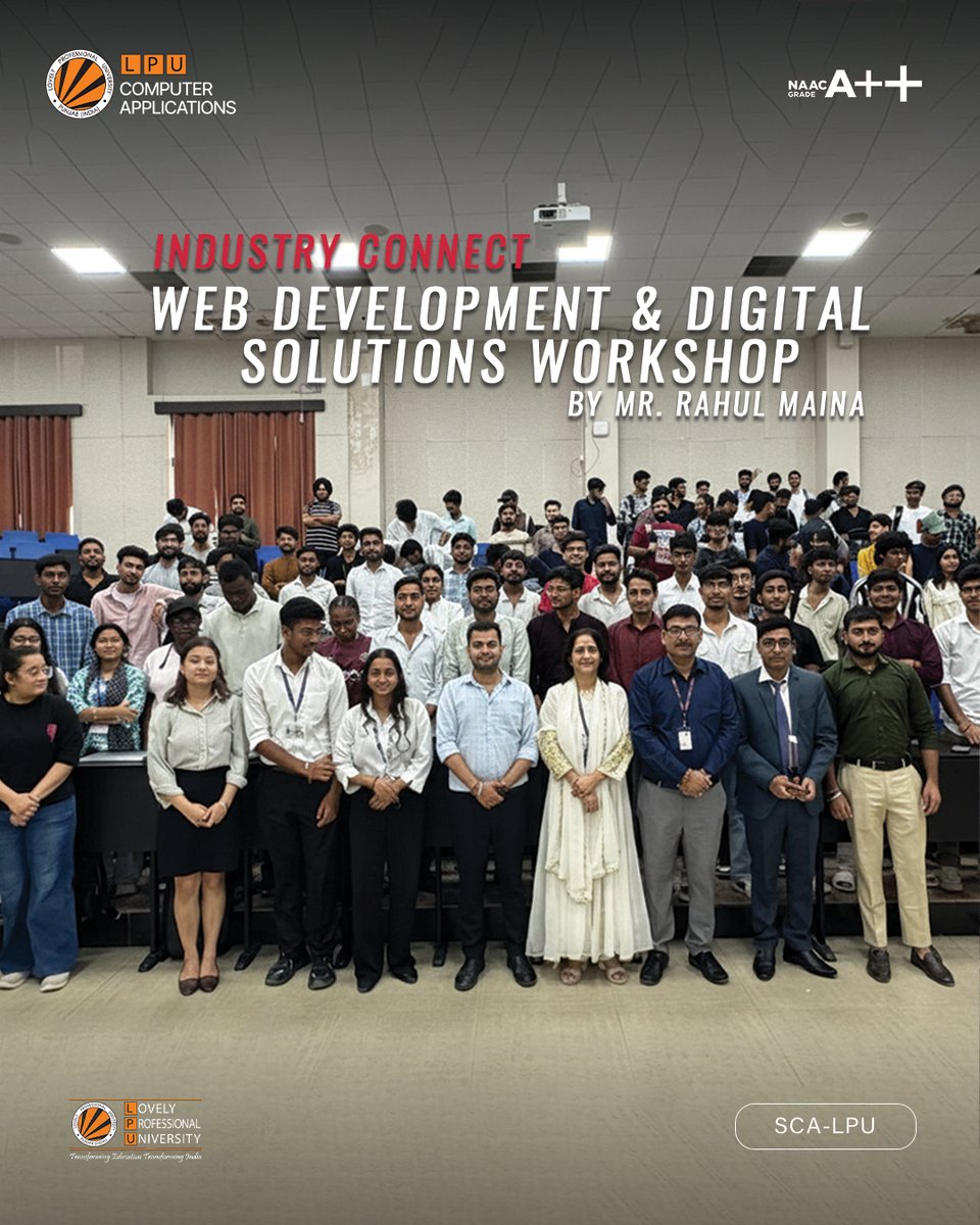 LPUComputerApp's tweet image. Bridging the gap between classroom and industry!
Students gained real-world exposure during the Web Development &amp;amp; Digital Solutions Workshop by Mr. Rahul Maina.
#SCA #LPU #IndustryConnect #WebDev #DigitalSkills #TechLearning #InnovationAtLPU