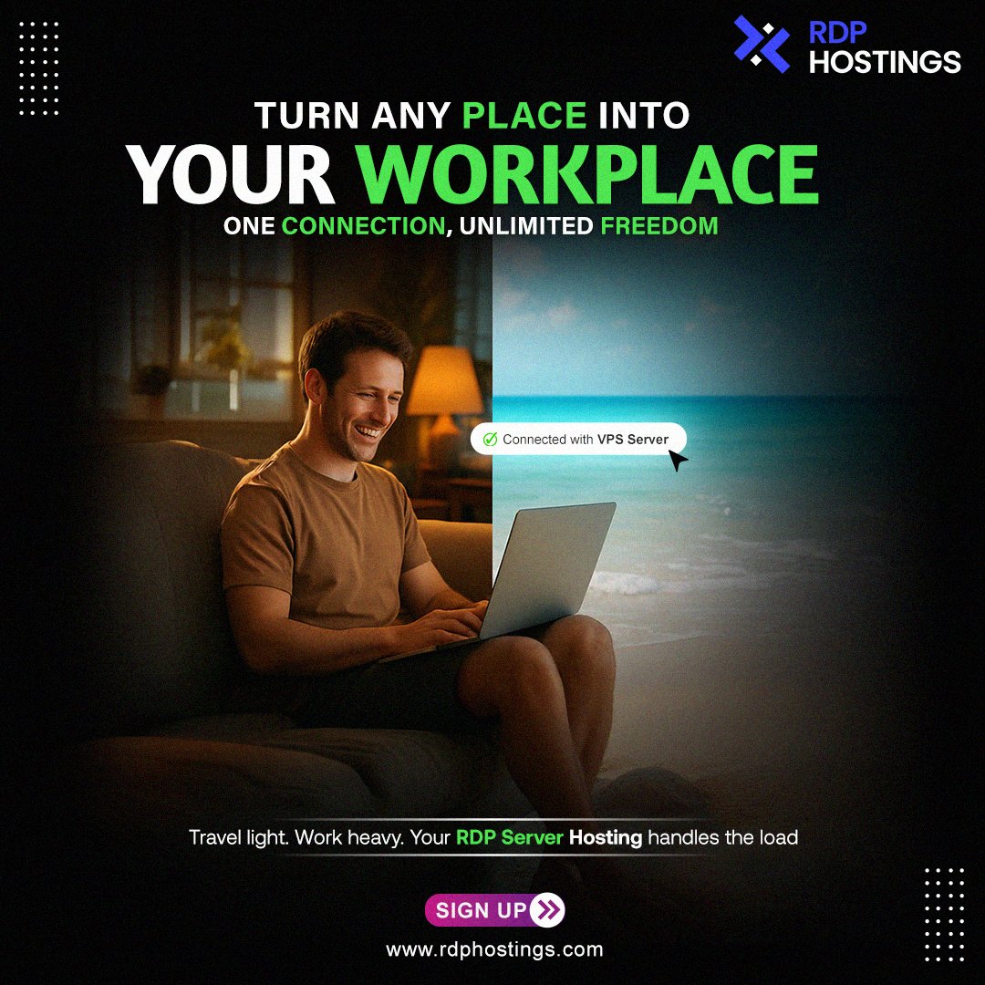 RdpHosting's tweet image. Turn any place 🏖️  into your workplace 🧑‍💻 , One connection 🌐 , Unlimited freedom Travel light ✈️ . Work heavy. Your RDP Server Hosting handles the load

Sign up for a free 30-day trial:- rdphostings.com/vps-trial

#rdpserver #freerdp #adminrdp #rdphostings #rdp