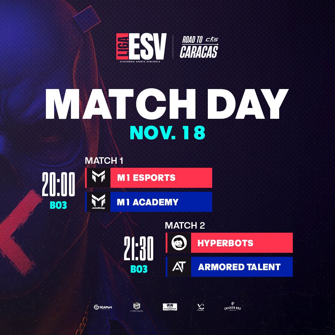 ⚔️ Match Day #CS2
#ESVNationalLeague 
Sexta fecha de la fase regular de la Liga ESV NATIONAL LEAGUE  
📷 08:00pm 🇻🇪
📷 kick.com/esvlatam