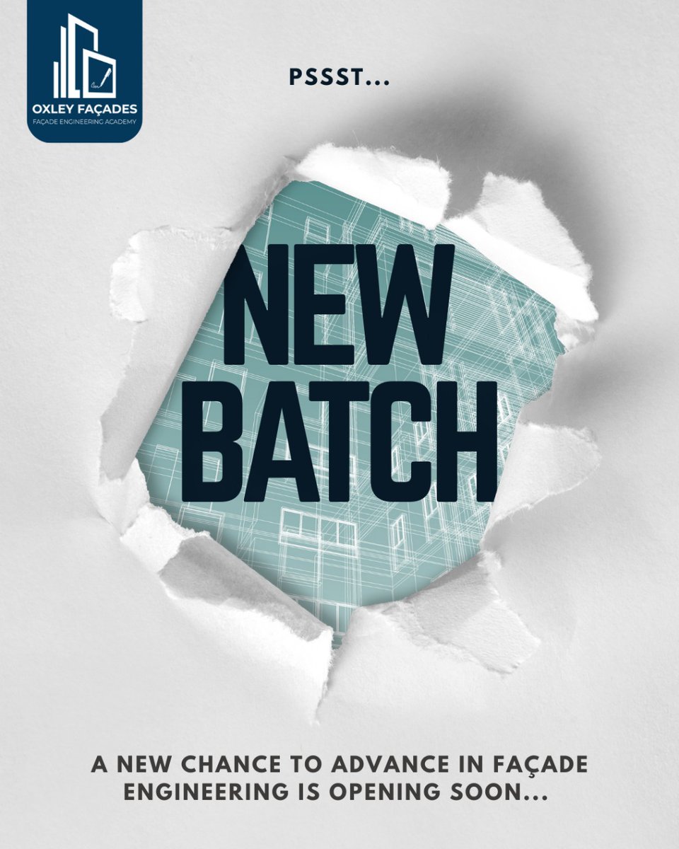 OFacades's tweet image. Something exciting is coming!
A brand-new batch of the Professional Diploma in Façade Engineering is opening soon.

Don’t miss your chance to upskill and advance in façade engineering.
🔗 Apply here: oxleyfacades.com/application-pr…

#FacadeEngineering #NewBatch #EngineeringCareers #Oxley