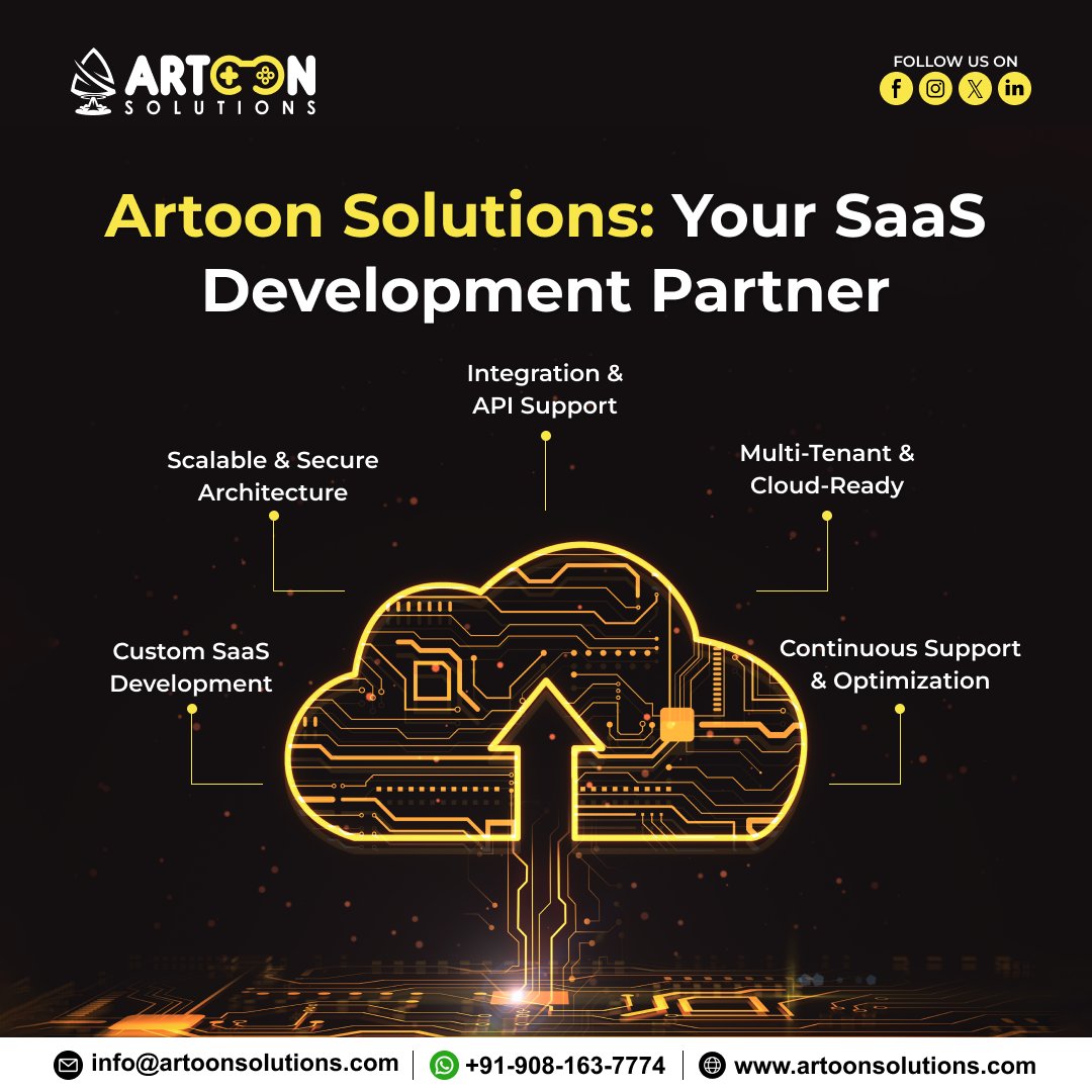artoonsolutions's tweet image. ☁️ Build Scalable &amp;amp; Secure SaaS Platforms
Artoon Solutions delivers custom SaaS development with cloud-ready architecture, strong security, modern UI/UX, and seamless integrations.
Let’s build the future of your software! 🚀
🌐 artoonsolutions.com

#SaaSDevelopment