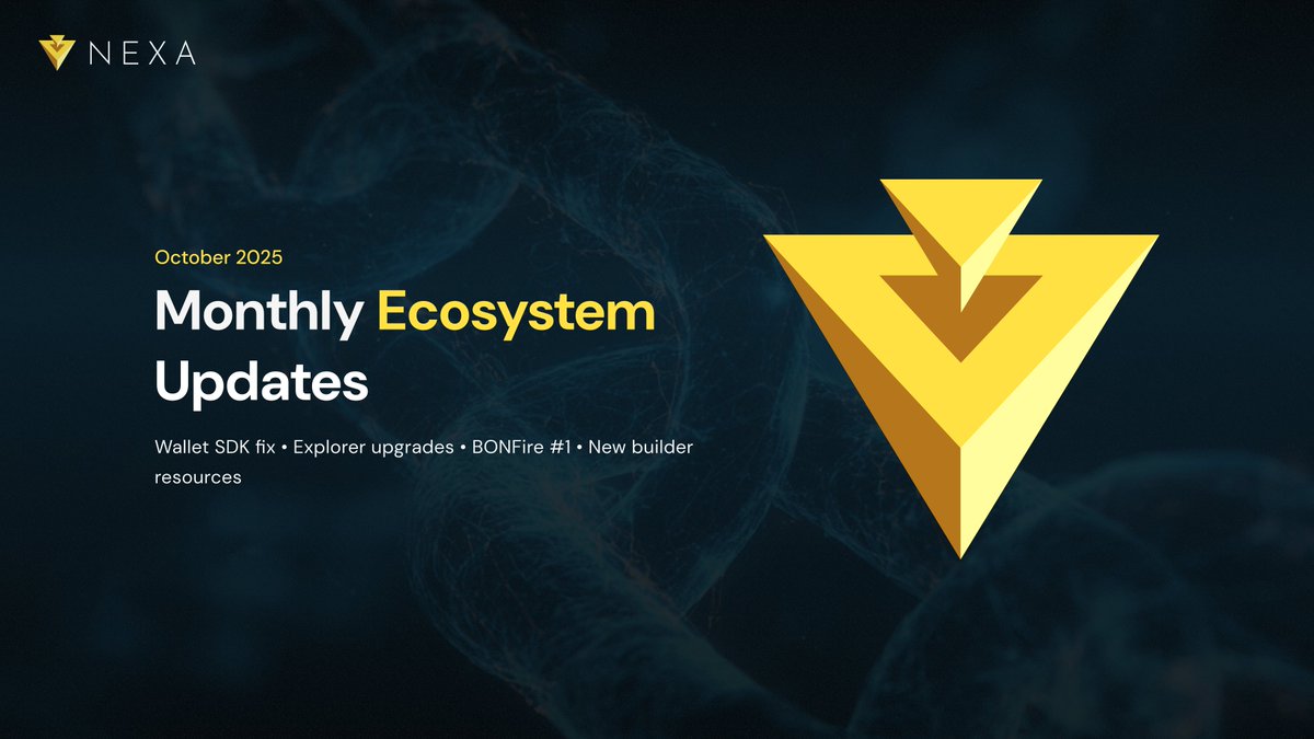 Nexa Monthly Ecosystem Updates – October 2025

• Wallet SDK updates: Watch only wallets have been updated to solve an issue when watching dApp accounts. The Wallet SDK documentation will be updated on BON shortly.

• Explorer updates in progress: Various UI updates and bug