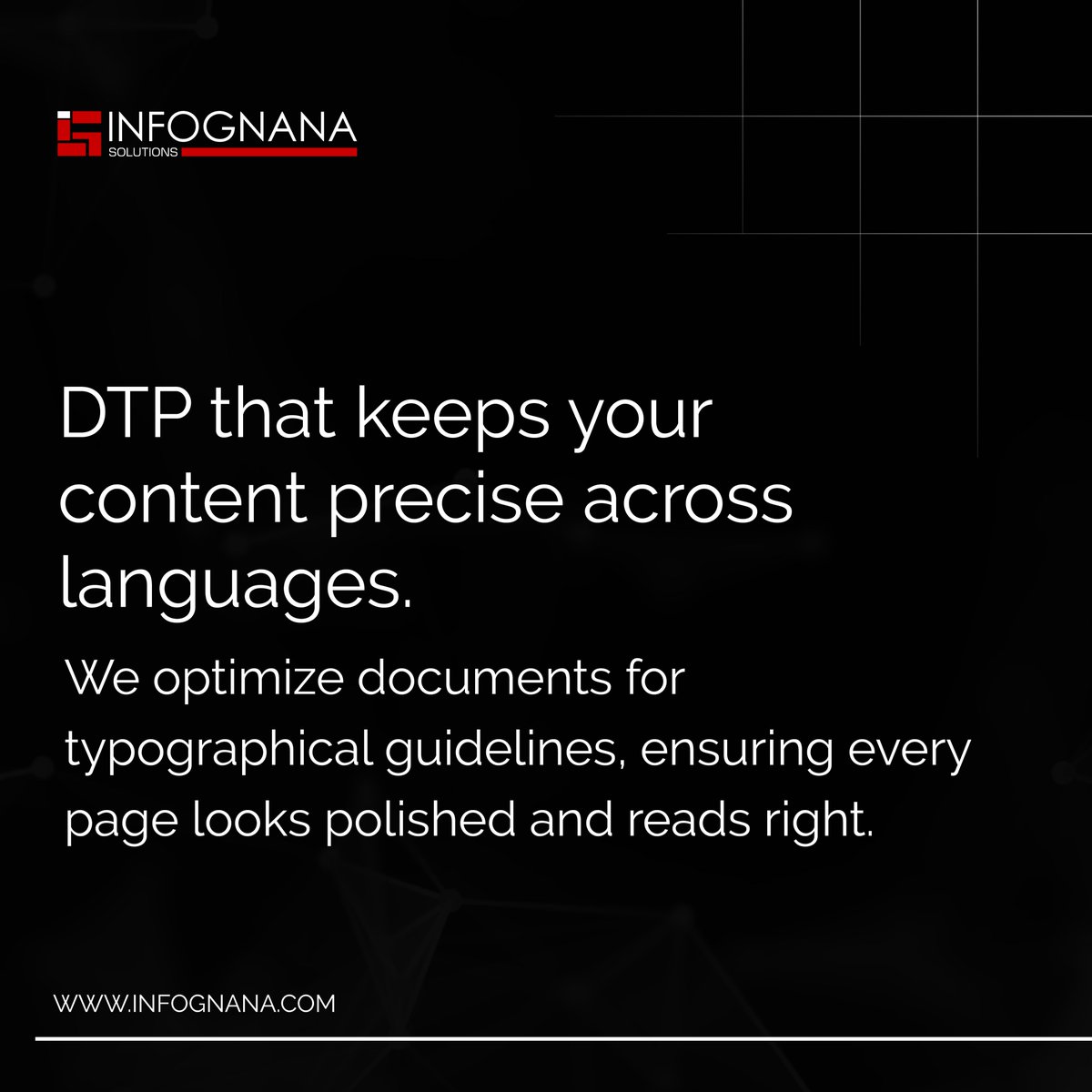 Infognana's tweet image. #Localization isn’t only about #translating words. Our #DTP team adapts #documents across #languages, fine-tuning #typographical elements so everything looks natural and professionally aligned. Visit: bit.ly/45pcKpA
#Localization #Translation 
#infognanasolutios